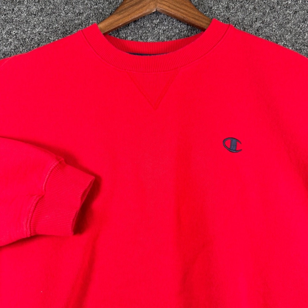 Vintage 90s Champion Red Crewneck Sweatshirt Embroidered Logo Mens Large